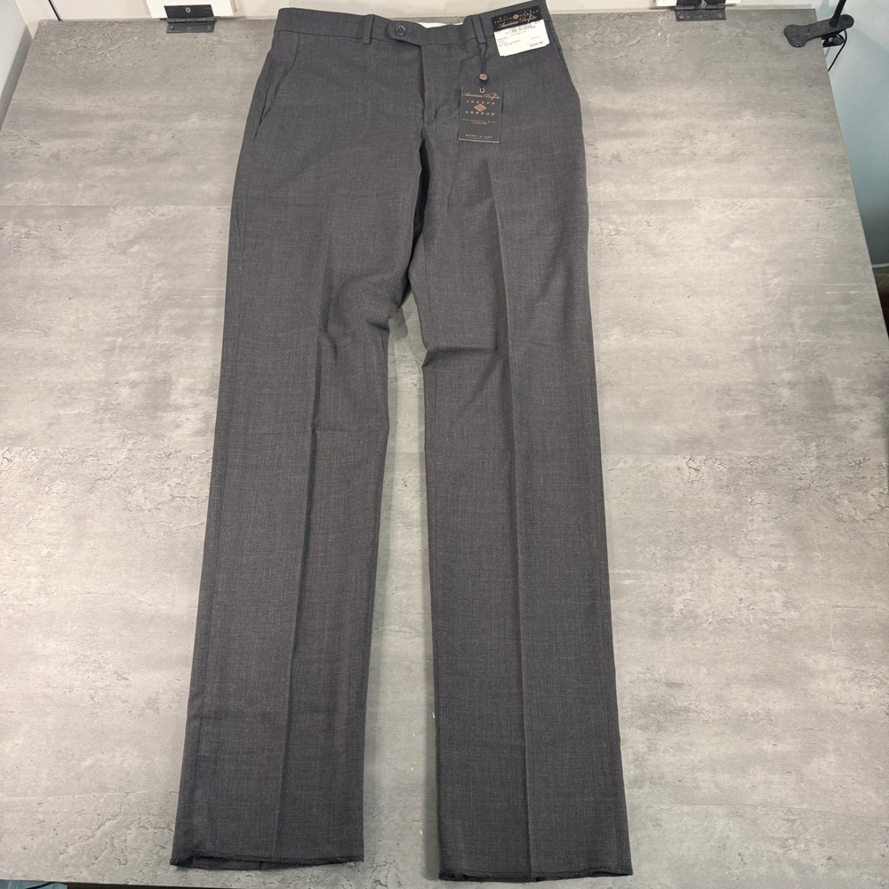 Joseph Abboud Dress Pants Mens 34R American Bespoke Gray Wool Stretch NEW $220